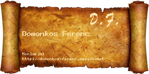 Domonkos Ferenc névjegykártya